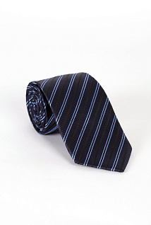 Магазин одежды для высоких людей – Аксессуары - галстук с узором в диагональную полоску, чёрно-голубой