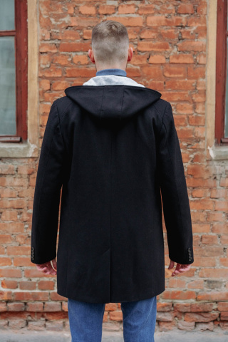 Магазин одежды для высоких людей – Пальто мужское Diboni с капюшоном, чёрный