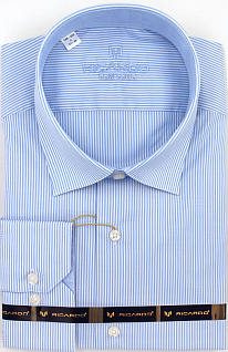 Магазин одежды для высоких людей – Рубашки с длинным рукавом - сорочка ricardo slim long тонкая полоска, нежно-голубой