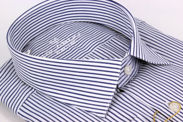 Магазин одежды для высоких людей – Сорочка RICARDO Slim Long тонкая полоска, синий