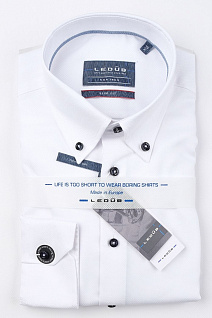 Магазин одежды для высоких людей – Рубашки с длинным рукавом - рубашка ledub slim fit однотонная, белый