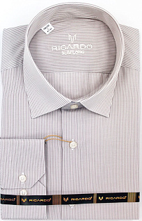 Магазин одежды для высоких людей – Рубашки с длинным рукавом - сорочка ricardo slim long в полоску, бежевый