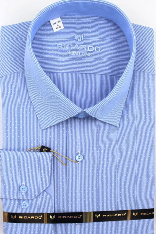 Магазин одежды для высоких людей – Сорочка RICARDO Slim Long узор цепь, темно-голубой