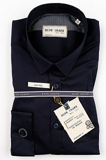 Магазин одежды для высоких людей – Рубашки с длинным рукавом - рубашка blue crane однотонная slim fit, тёмно-синий