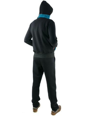 Магазин одежды для высоких людей –  Спортивный костюм OldWhale SVART утепленный с синей отделкой, черный