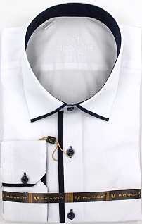Магазин одежды для высоких людей – Рубашки с длинным рукавом - сорочка ricardo slim long однотонная, белая с чёрным кантом