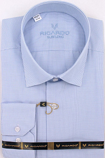 Магазин одежды для высоких людей – Рубашки с длинным рукавом - рубашка ricardo slim long мелкая клетка, нежно-голубой