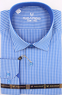 Магазин одежды для высоких людей – Рубашки с длинным рукавом - рубашка ricardo slim long крупная клетка, синий