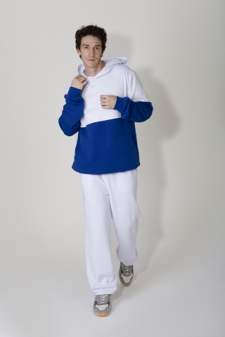 Магазин одежды для высоких людей – Костюм спортивный FSport двухцветный oversize, белый-голубой