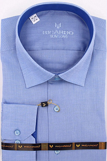 Магазин одежды для высоких людей – Рубашки с длинным рукавом - сорочка ricardo slim long однотонная узор пенье, голубой