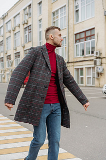 Магазин одежды для высоких людей – Пальто, плащи - пальто мужское diboni в клетку, серый