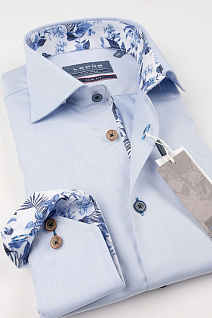 Магазин одежды для высоких людей – Рубашки с длинным рукавом - рубашка ledub slim fit однотонная, голубой