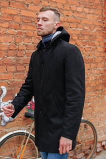 Магазин одежды для высоких людей – Пальто, плащи - пальто мужское diboni с капюшоном, чёрный