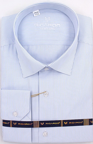 Магазин одежды для высоких людей – Сорочка RICARDO Slim Long тонкая полоска, голубой