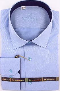 Магазин одежды для высоких людей – Рубашки с длинным рукавом - сорочка ricardo slim long жаккард, голубой
